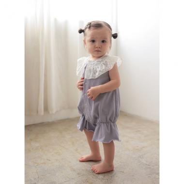 【LaStella】フリルカラーノースリーブロンパス