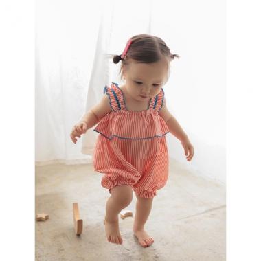 【オーシャン＆グラウンド】ソウガラフリルストラップベビーサロペット