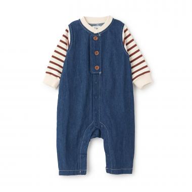 【LaStella】デニムオールレイヤードロンパス