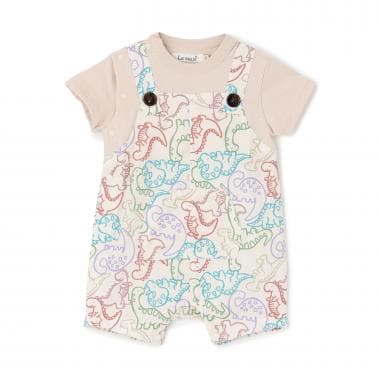 【LaStella】恐竜柄サロペットレイヤードロンパス