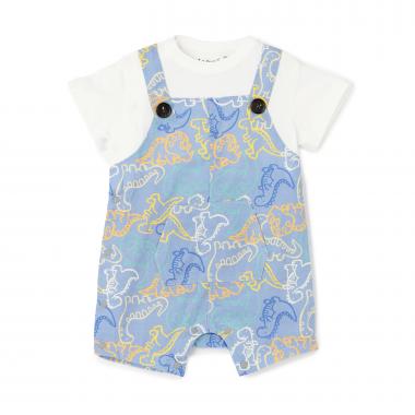 【LaStella】恐竜柄サロペットレイヤードロンパス