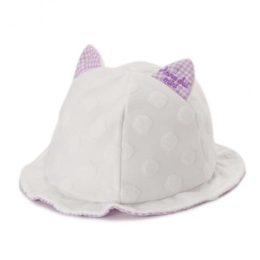 UVケア ネコ耳パイル水玉帽子