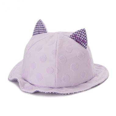 UVケア ネコ耳パイル水玉帽子