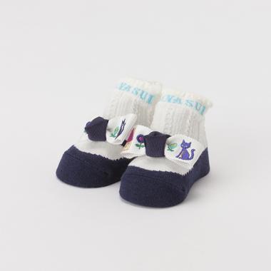 家×ネコ刺しゅうリボンバレエカップソックス