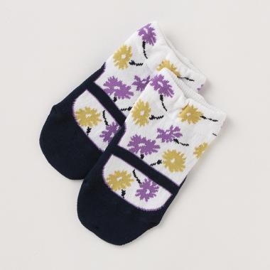 花柄フェイククルーソックス【日本製】