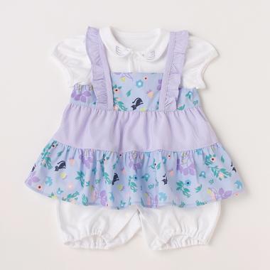 BirdGarden総柄ティアードチュニック×カバーオール