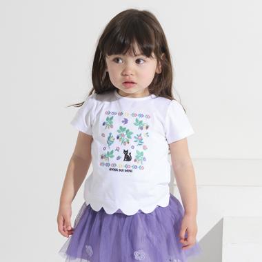 【ベビーサイズ】刺しゅう裾スカラ半袖Tシャツ