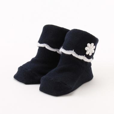 花つきスカラップクルーソックス【日本製】