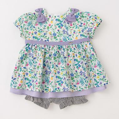 花柄チュニック+カバーパンツ