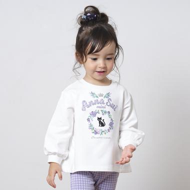 ネコ刺しゅう長袖トレーナー