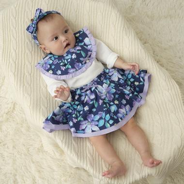 水彩花柄スカートつきカバーパンツ