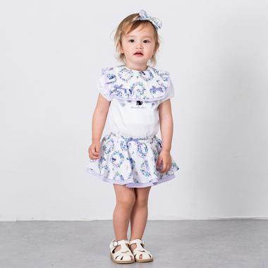 フラワーリース柄スカート付きカバーパンツ