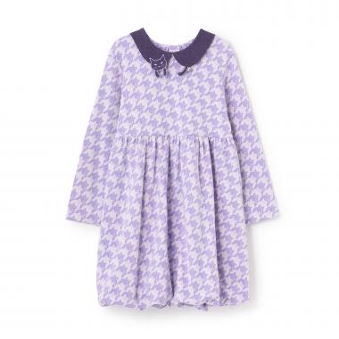 ネコ千鳥柄ジャガードバルーンワンピース