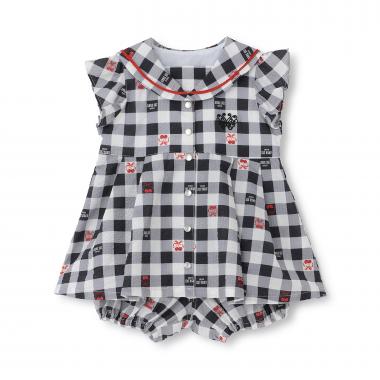 ギンガムセーラーチュニック＋カバーパンツ