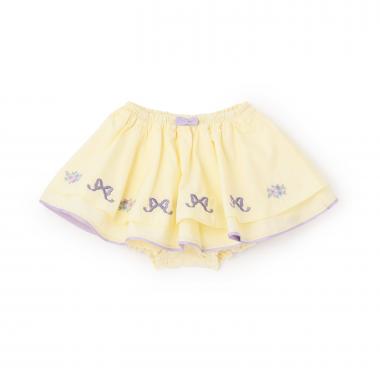 リボンお花刺しゅうスカート付きカバーパンツ