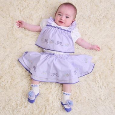 リボンお花刺しゅうスカート付きカバーパンツ