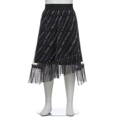 ロゴ総柄アシメチュールロング丈スカート