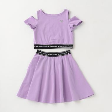 ロゴテープ肩出しTシャツ＋スカートセットアップ