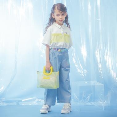 ベルトつきデニムワイドパンツ