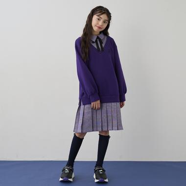 グレンチェックレイヤード風ワンピース