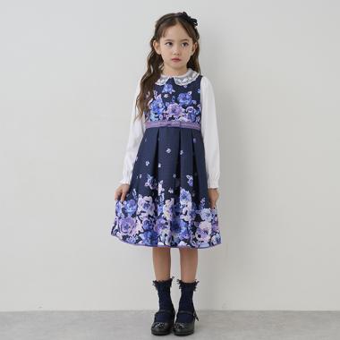 【セレモニー】水彩花柄ワンピース