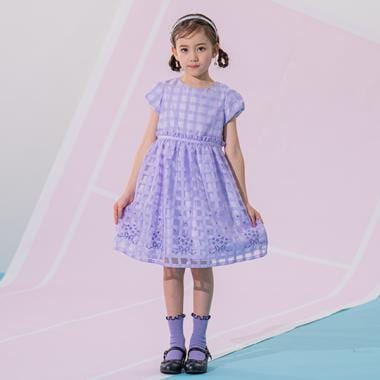 オーガンジー裾刺繍ワンピース