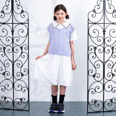 ニットベスト＋シャツワンピース