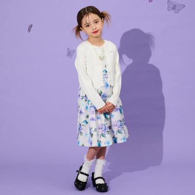 Rose Sketch柄布帛ワンピース