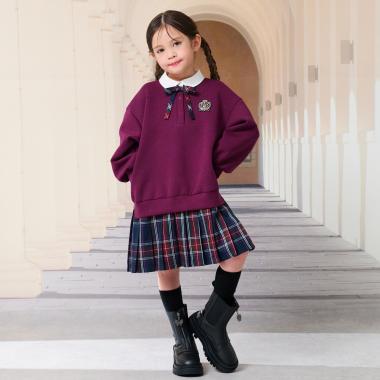 チェックレイヤード風ワンピース