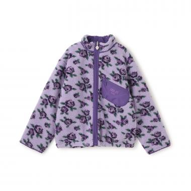 【LADIES】バラ柄ボアブルゾン