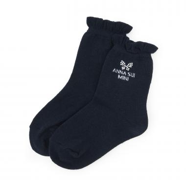 ラインストーンチョウクルーソックス