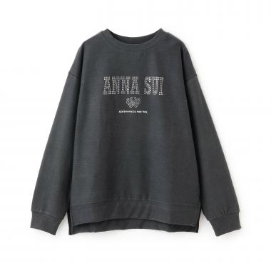 【LADIES】ラインストーンロゴトレーナー