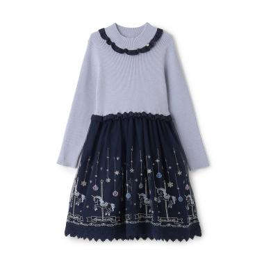 ニットドッキングチュールワンピース