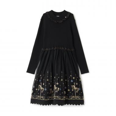 ニットドッキングチュールワンピース