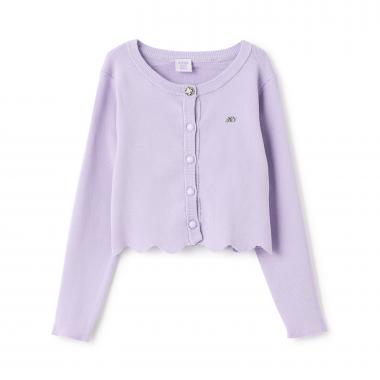 名品シルク混スカラップカーディガン