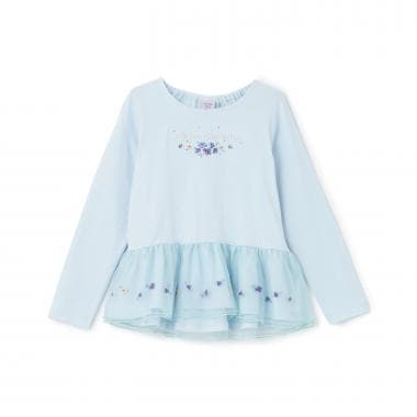 【人気商品再入荷】【直営店で取り扱い無し】裾ペプラムチュール長袖Tシャツ