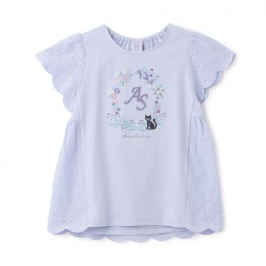 【人気商品再入荷】【直営店で取り扱い無し】花リースネコ刺しゅうTシャツ