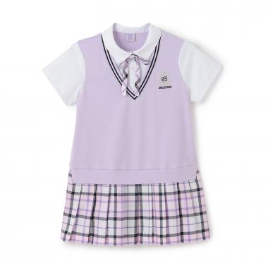 名品チェックレイヤードワンピース