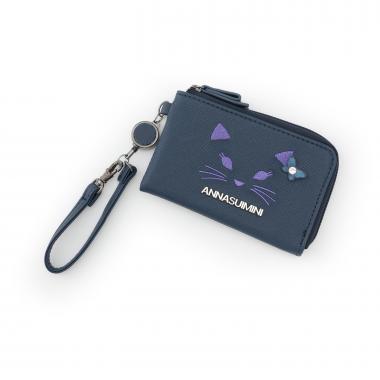 【ceremony】ネコ刺繍リール付きパスケース