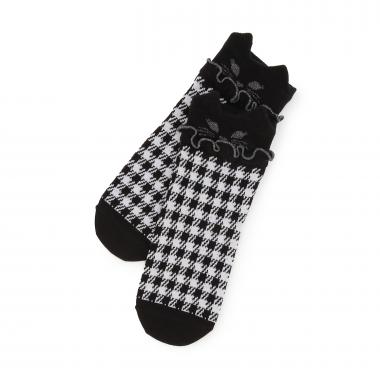 ネコ耳チェッククルーソックス