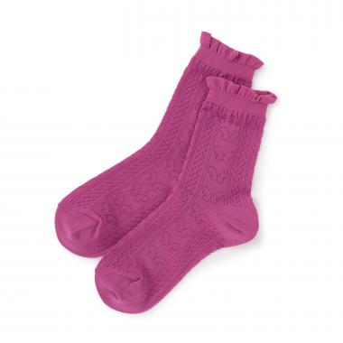 透かし編みクルーソックス