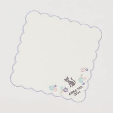 ネコ&花起毛パイルハンカチ