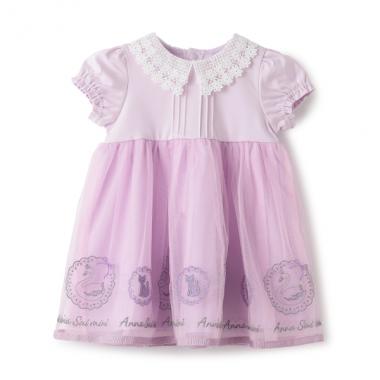 裾刺しゅうチュールワンピース