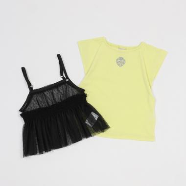 チュールビスチェ+Tシャツ