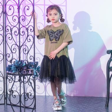 蝶チュールドッキングワンピース