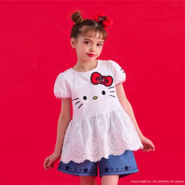 【HELLO KITTY】シュシュ付きTシャツ