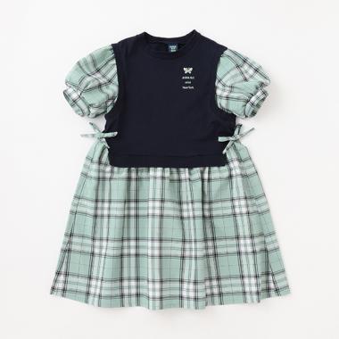 【リピート】【直営店で取り扱い無し】チェックドッキングワンピース