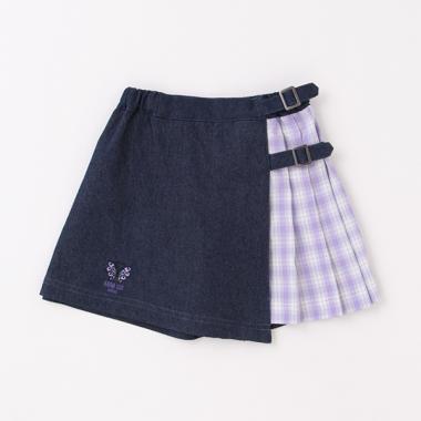 【リピート】【直営店で取り扱い無し】チェック×無地ラップスカパン