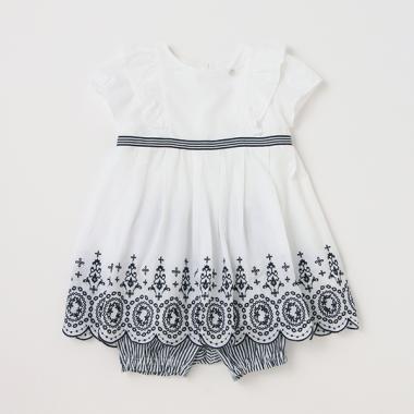 【リピート】【直営店で取り扱い無し】裾スカラ刺しゅうワンピース＋パンツ