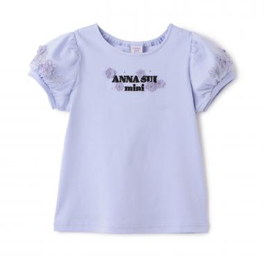 【人気商品再入荷】【直営店で取り扱い無し】袖チュール花ロゴ半袖Tシャツ